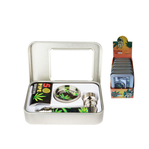 Handpfeifen Set - Pfeife, mit Grinder und Ersatzsieben