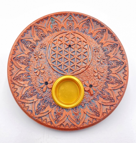 Bronze Räucherstäbchenhalter - Blume des Lebens